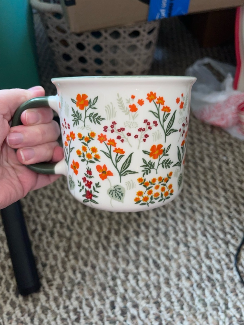 Orange and Green Floral Coffee Mug